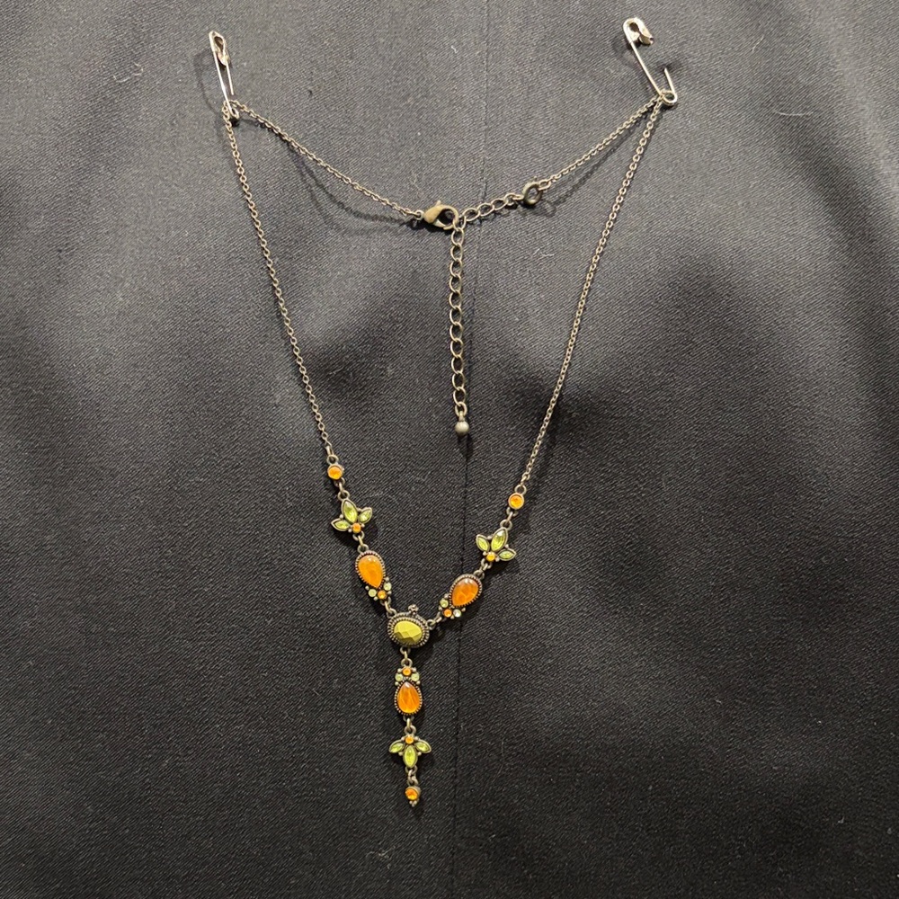 LOFT Orange and Green Stone Necklace